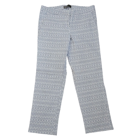Donna Ricco NY Blue White Print Flat Front Lightweight Pants Size 10 - Picture 1 of 11
